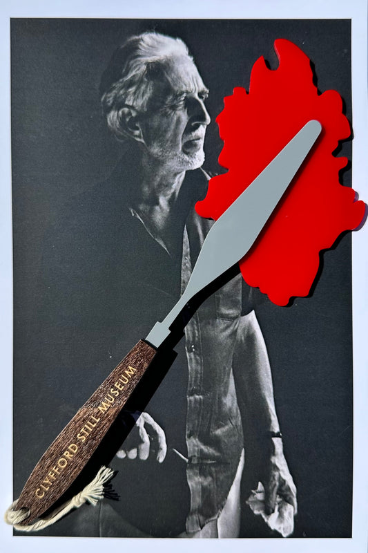 Image of Red Paint Palette Knife Ornament.