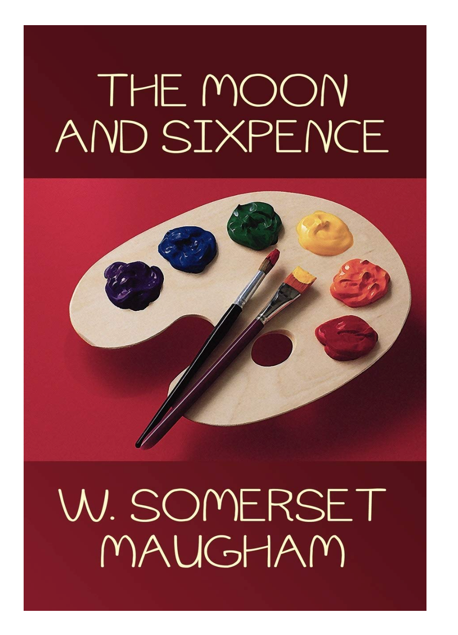 Book cover of the "The Moon and Sixpence" book.