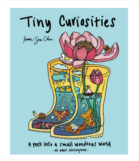 Front cover of the "Tiny Curiosities" coloring book.