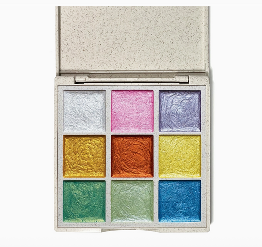 Palette of nine metallic watercolors