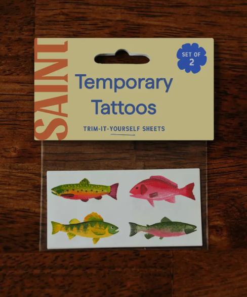 Colorful fish tattoos in packaging