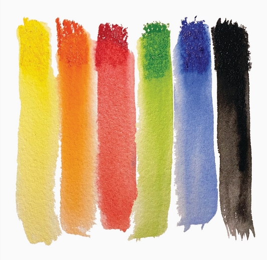 Set of colorful watercolor swatches on a white background