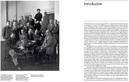 Introduction page from 'Clyfford Still: The Artist’s Materials' featuring 'The Irascibles' photo