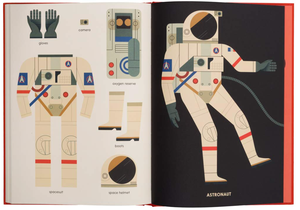 Inside page from ‘The Who's Who of Grown-Ups: Jobs, Hobbies and the Tools It Takes’ featuring an astronaut