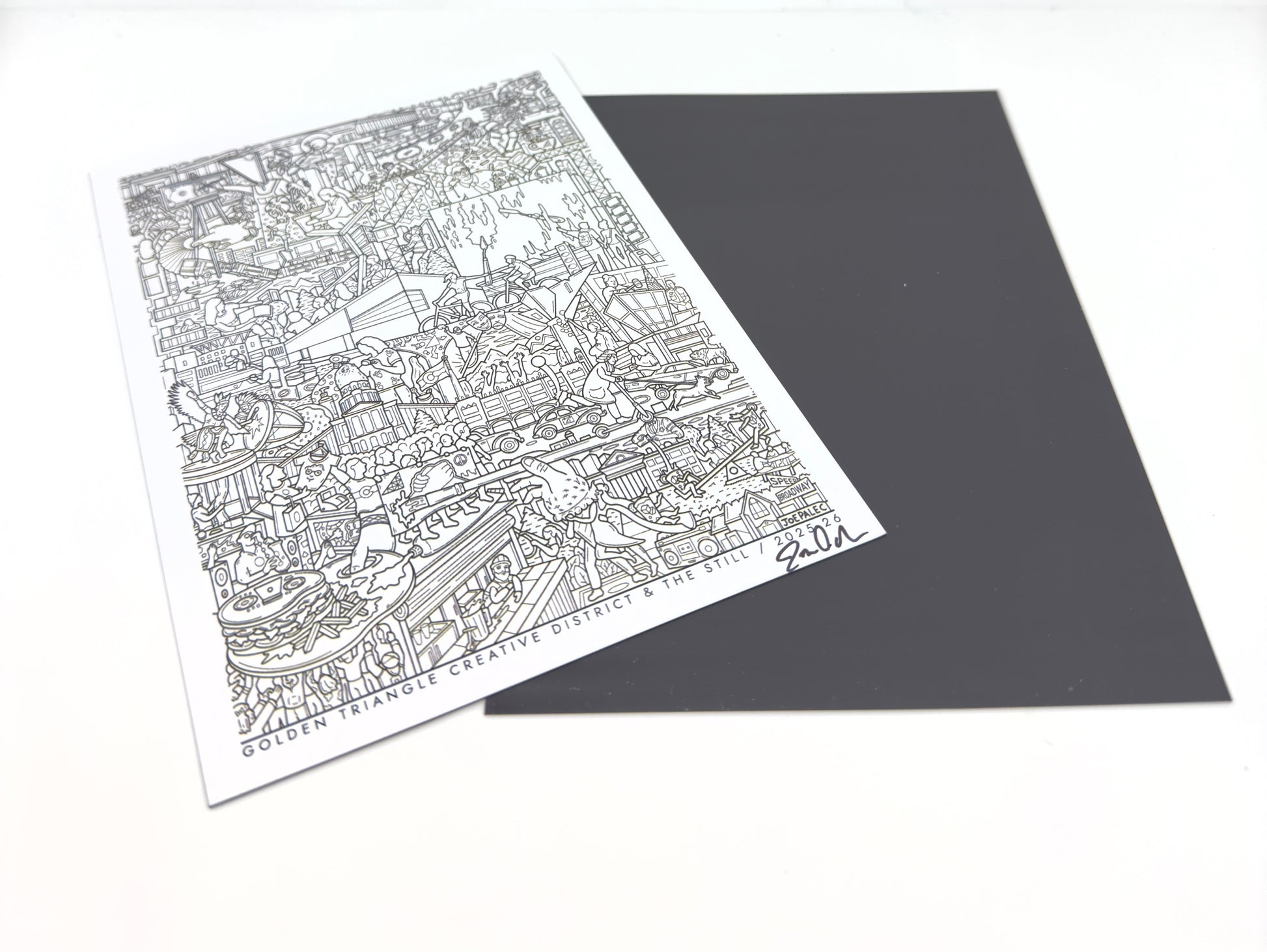 Black and white line art on a white background. Joe Palec magnet.