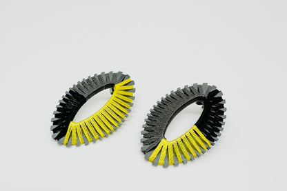 Image of Oval String Earrings/ Yellow, Black and Gray.