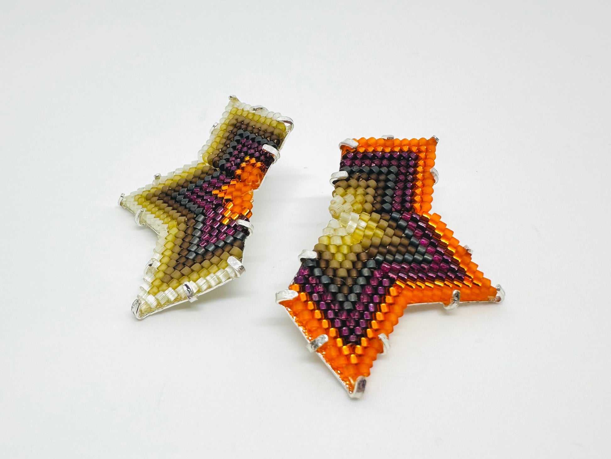 Image of Star/ Orange and Tan Earrings.