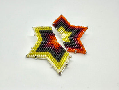 Image of Star/Yellow, Orange, and Burgundy Earrings.