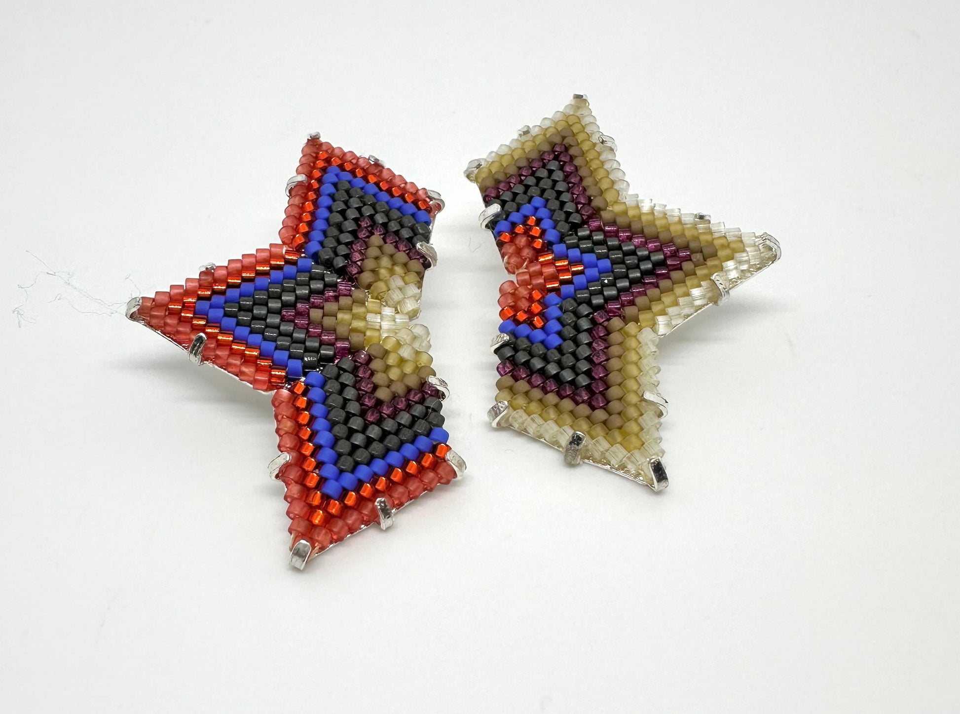 Image of Star/Tan and Red Earrings.