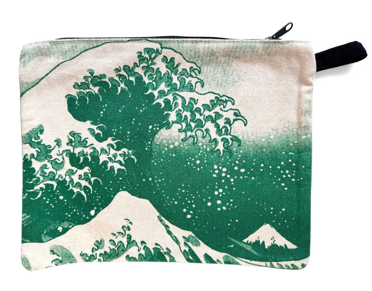 Pouch with a design of a wave and mountain on a white background