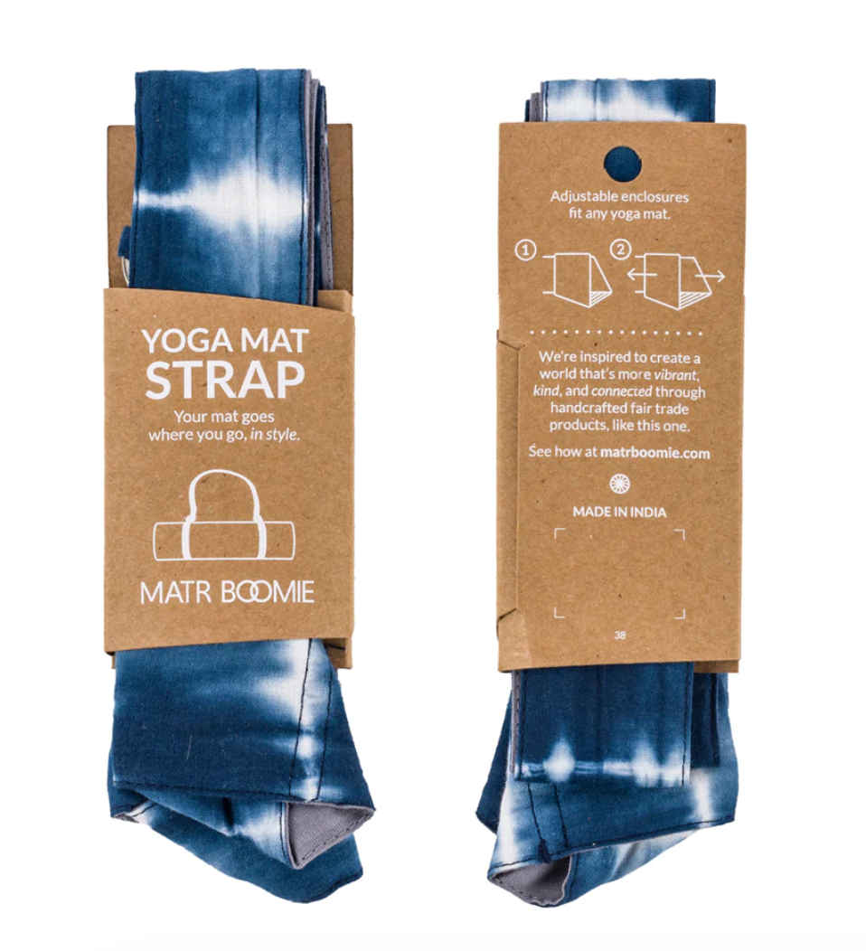 Shibori Tie Dye Yoga Mat Strap in packaging 