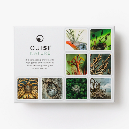 The OuiSi Nature game is a set of 210 Visually Connecting Photo Cards that celebrate the beauty of everyday life.