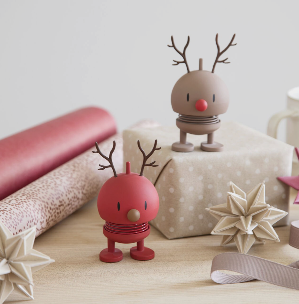 Image of two Reindeer Hoptimists in the colors of chocolate and berry.