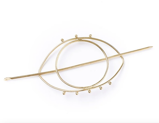 Image of Drishti Evil Eye Hair Slide with Stick/Gold.