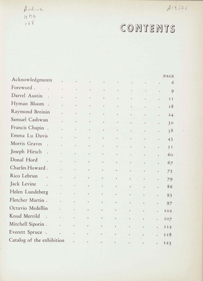 Contents Page of Americans 1942.