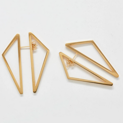 A pair of gold geometric earrings
