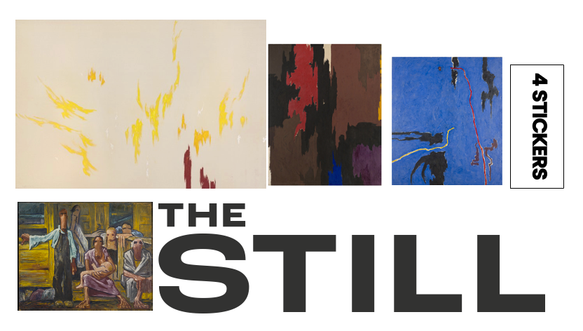 Collection of 4 stickers depicting artworks by Clyfford Still