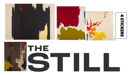 Collection of 4 stickers depicting artworks by Clyfford Still