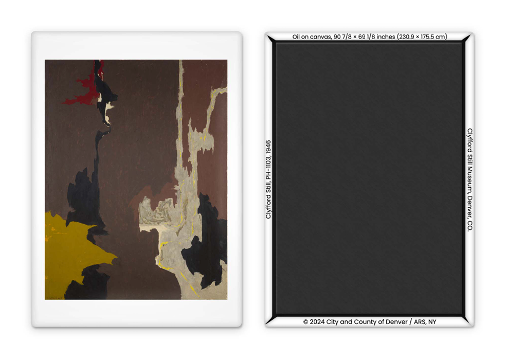 Abstract magnet artwork on the left and black background on the right, with a visible copyright notice at the bottom.