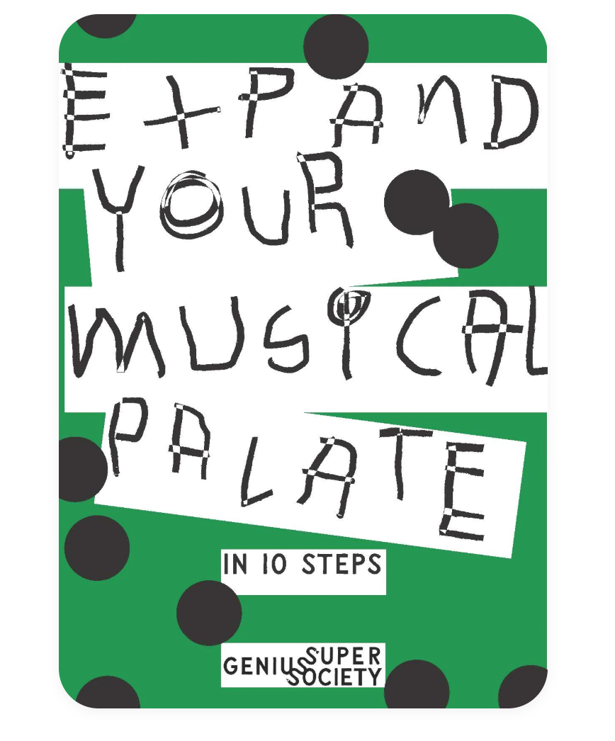 Booklet cover with text 'Expand Your Musical Palate' on a green background