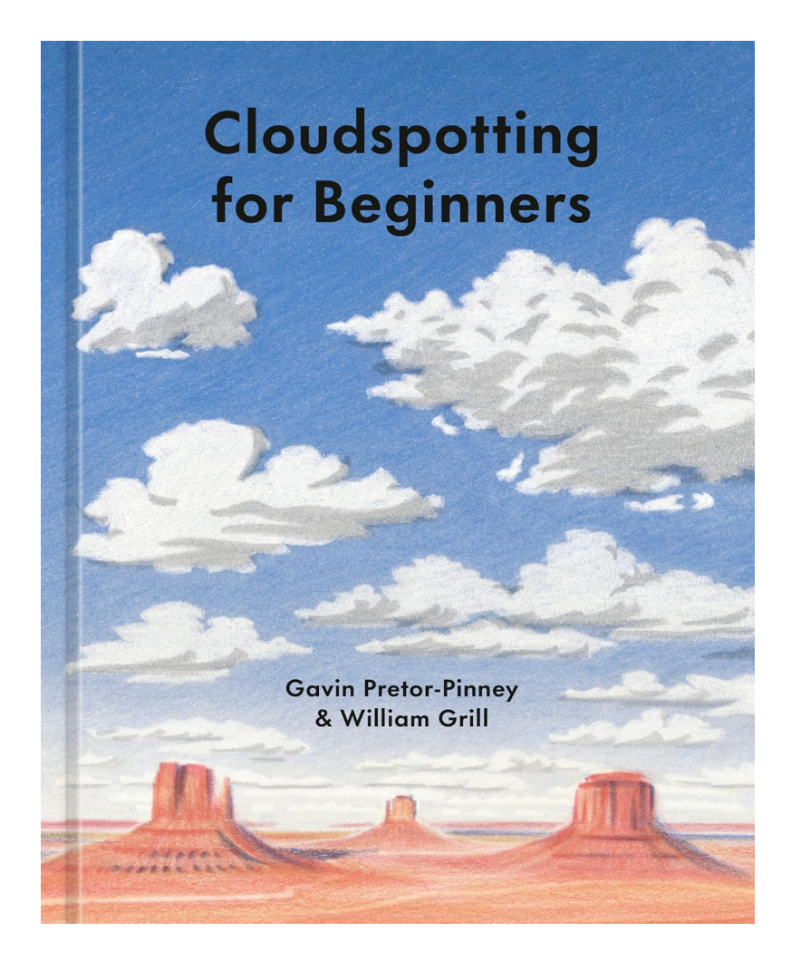 Book cover of 'Cloudspotting for Beginners' with a desert landscape and clouds.