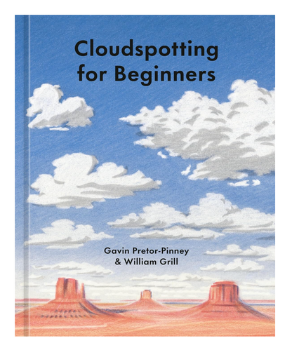 Book cover of 'Cloudspotting for Beginners' with a desert landscape and clouds.
