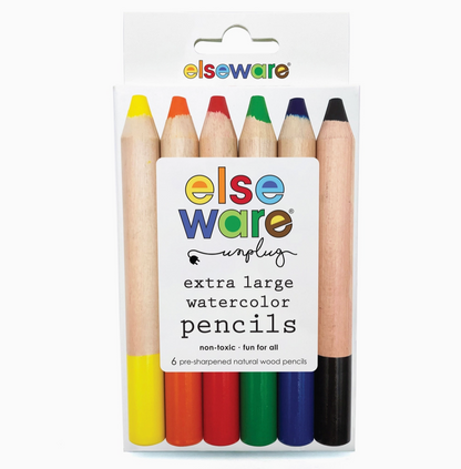 Pack of extra large watercolor pencils with colorful tips and 'elseware' branding.