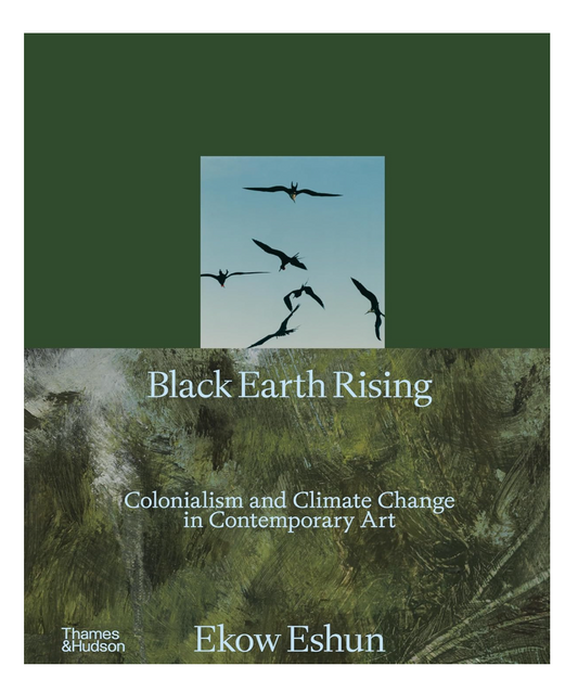 Book cover of 'Black Earth Rising' by Ekow Eshun with a green background and bird illustration.
