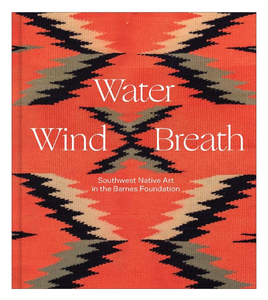 Book cover with geometric pattern and text 'Water Wind Breath' on a red background
