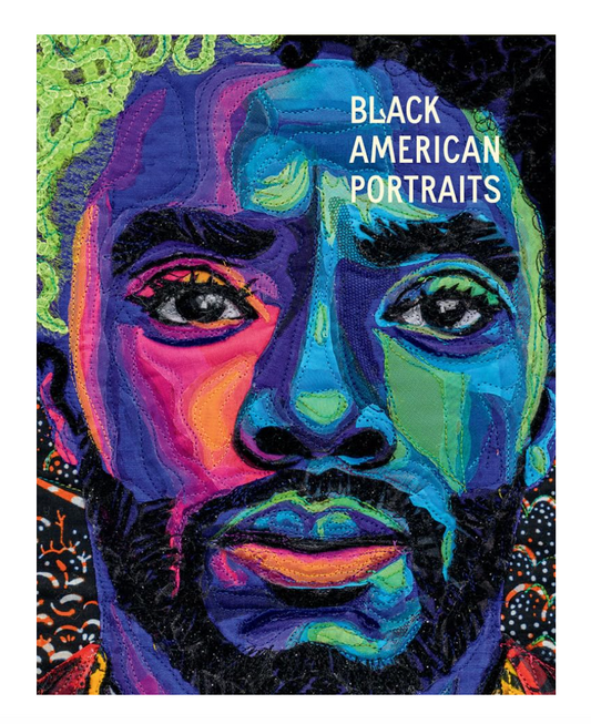 Colorful portrait of a man with 'Black American Portraits' text above