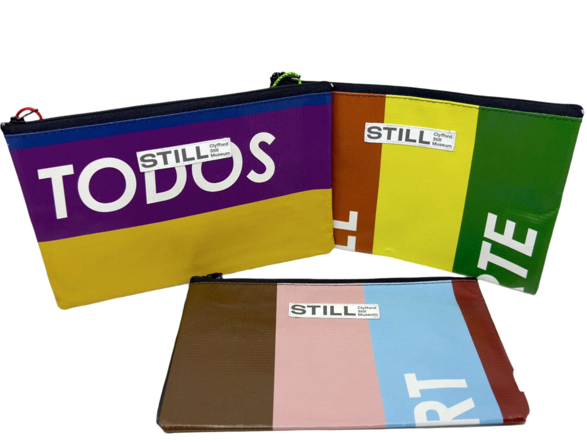 Colorful pouches with 'STILL' branding