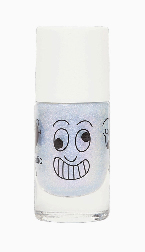 Nail polish bottle with a smiley face design