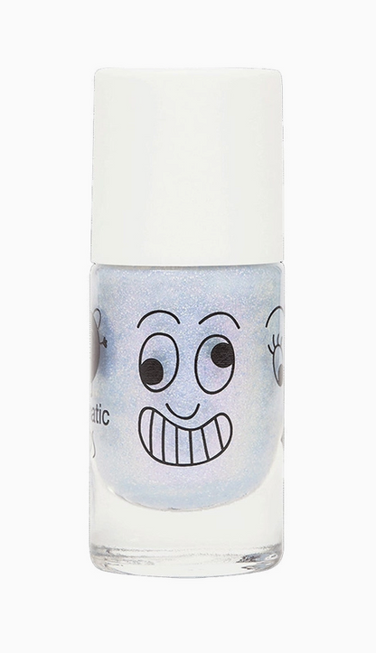Nail polish bottle with a smiley face design