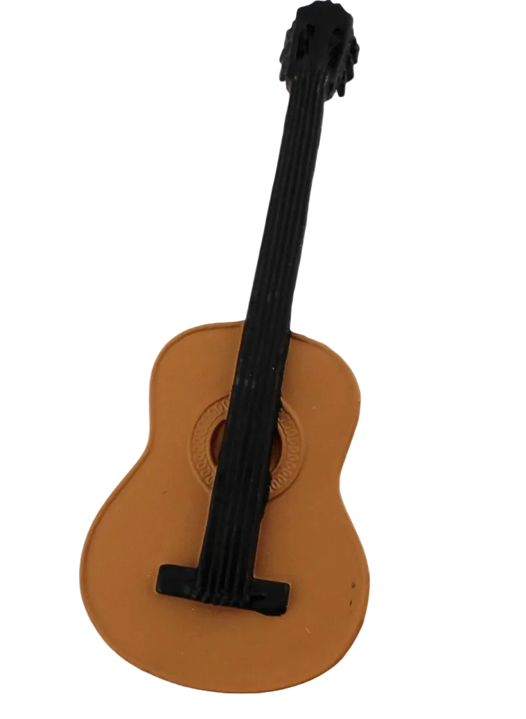 Brown guitar on a white background