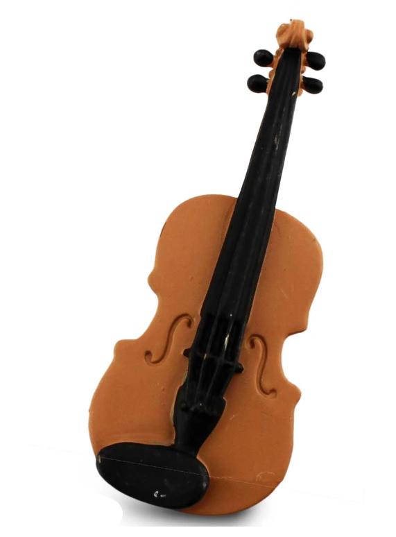 Brown violin on a white background