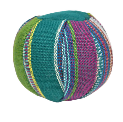 Multicolored striped ball on a white background