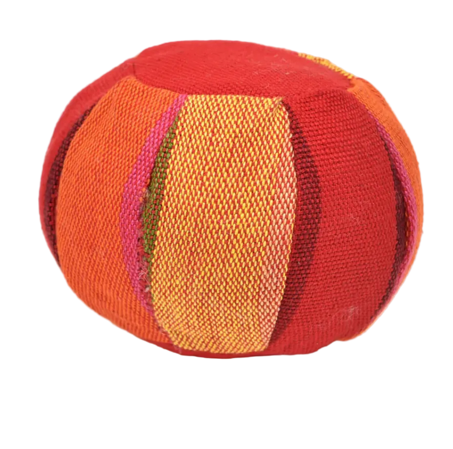 Multicolored striped ball on a white background