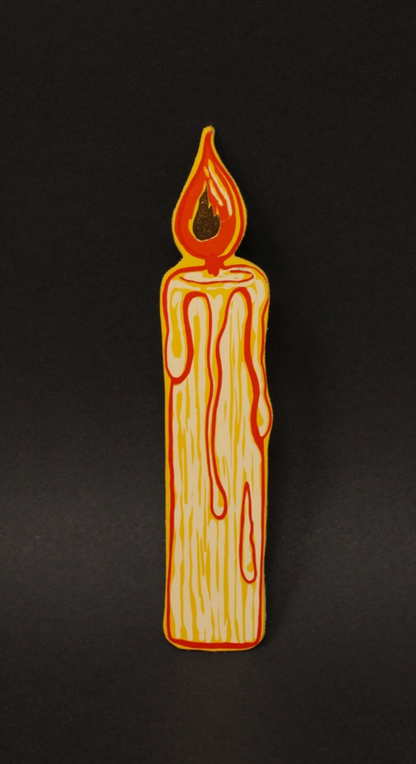“You're flaming great” leather candle bookmark in Yellow.