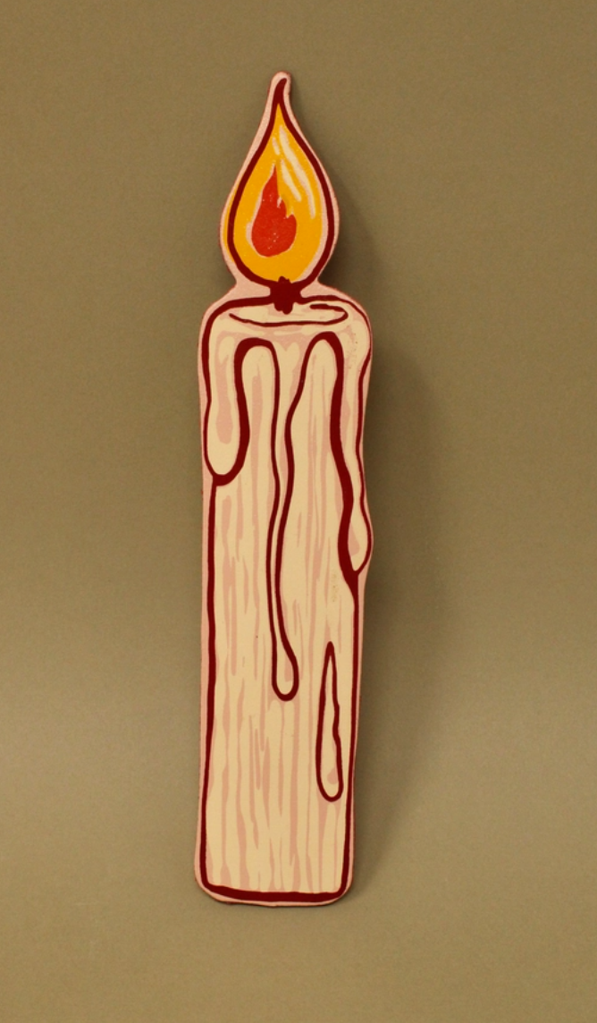 “You're flaming great” leather candle bookmark in pale pink.