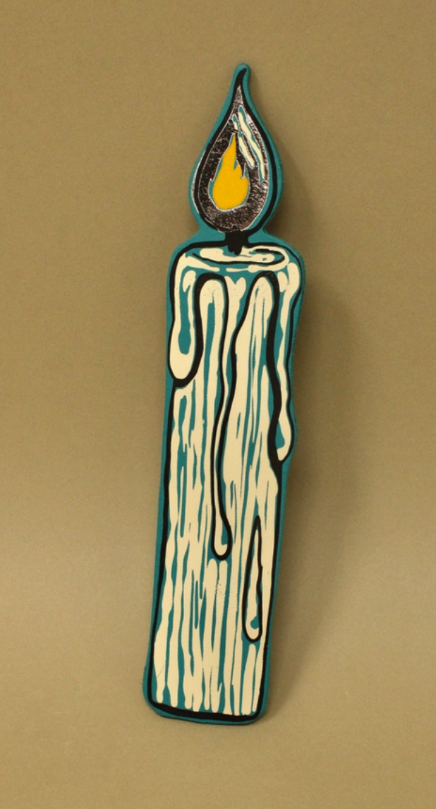 “You're flaming great” leather candle bookmark in turquoise.