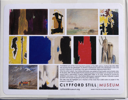 Back view of the Clyfford Still Works on Paper Note Card Set featuring the included designs